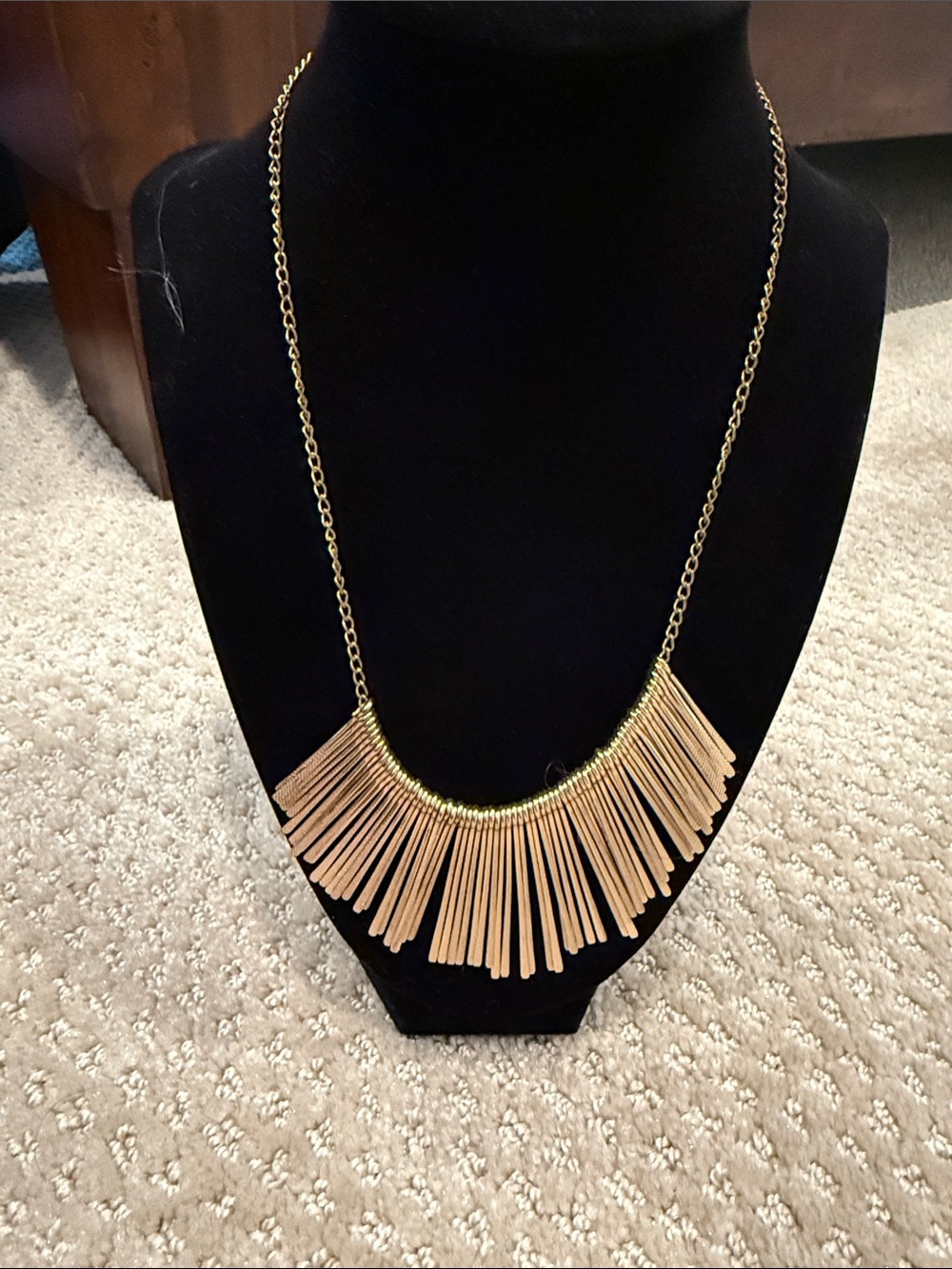 Gold Chain Necklace with Gold Fringe Tassels